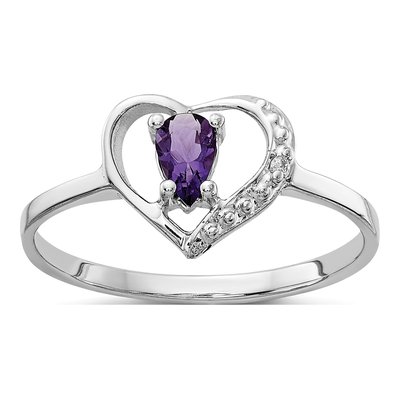 14K White Gold Heart Ring Mounting