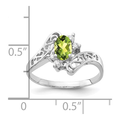 14K White Gold 1/20 ct tw Peridot & Diamond Oval Ring – view 2