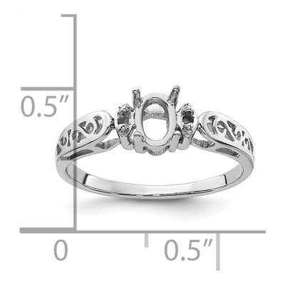 14K White Gold Oval Ring Mounting – view 7