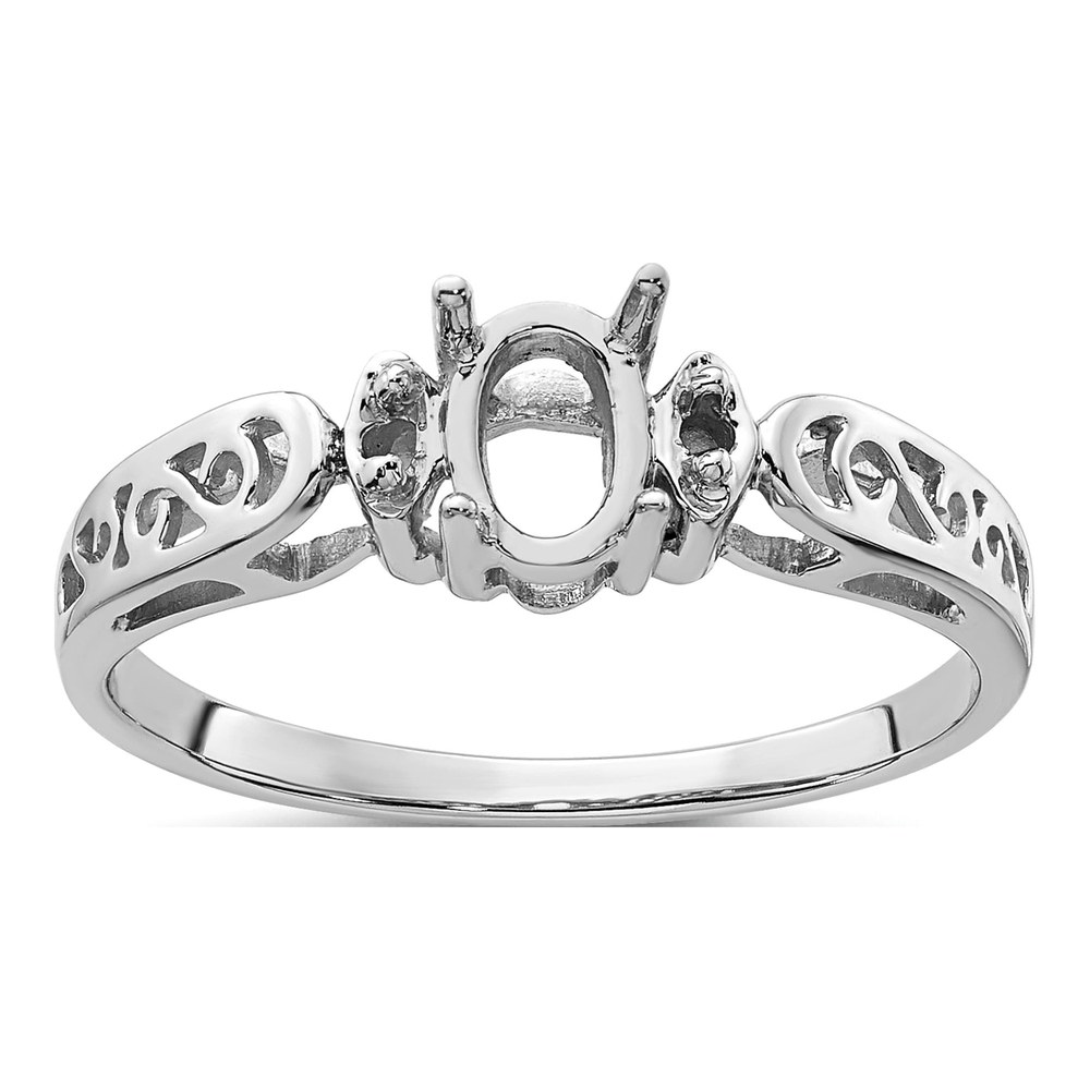 14K White Gold Oval Ring Mounting