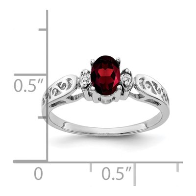 14K White Gold Garnet & Diamond Oval Filigree Ring – view 2
