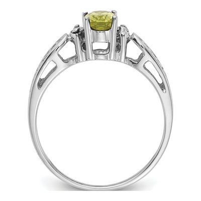 14K White Gold Peridot & Diamond Oval Filigree Ring – view 3