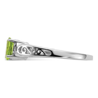 14K White Gold Peridot & Diamond Oval Filigree Ring – view 4