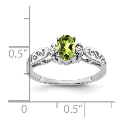 14K White Gold Peridot & Diamond Oval Filigree Ring – view 5
