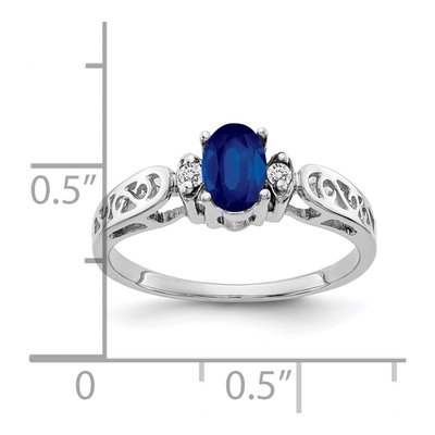 14K White Gold Sapphire & Diamond Oval Ring – view 2