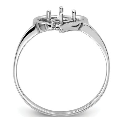 14K White Gold Heart Ring Mounting – view 3