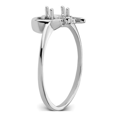14K White Gold Heart Ring Mounting – view 5