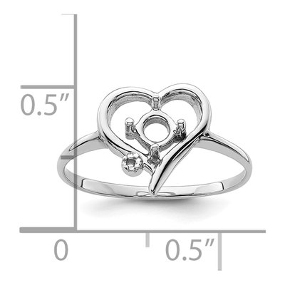 14K White Gold Heart Ring Mounting – view 6