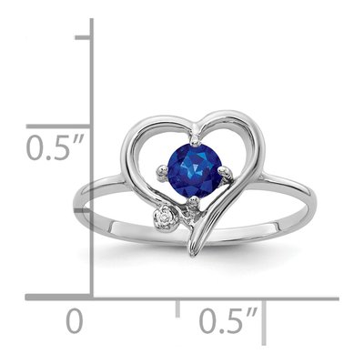 14K White Gold Sapphire & Diamond Heart Ring – view 2