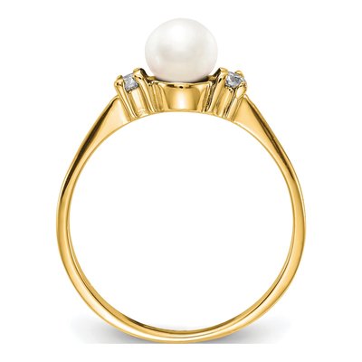 14K Yellow Gold 1/15 ct tw Freshwater Cultured Pearl & Diamond Ring – view 2
