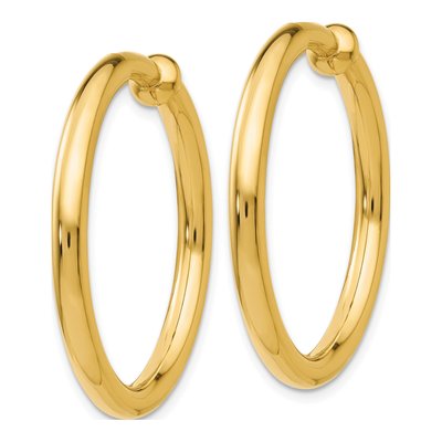 14K Yellow Gold 25mm Non-Pierced Tube Hoop Earrings – view 3