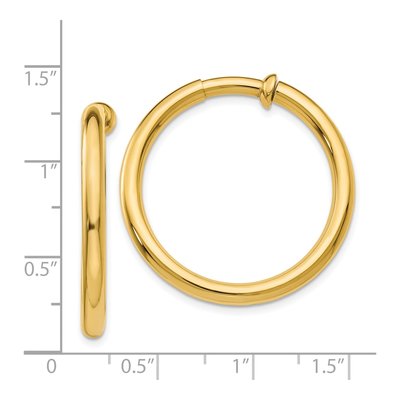 14K Yellow Gold 25mm Non-Pierced Tube Hoop Earrings – view 5