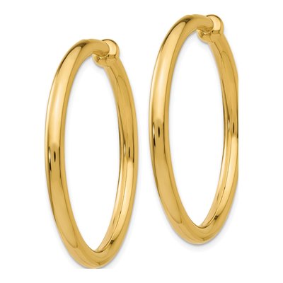 14K Yellow Gold 30mm Non-Pierced Tube Hoop Earrings – view 3