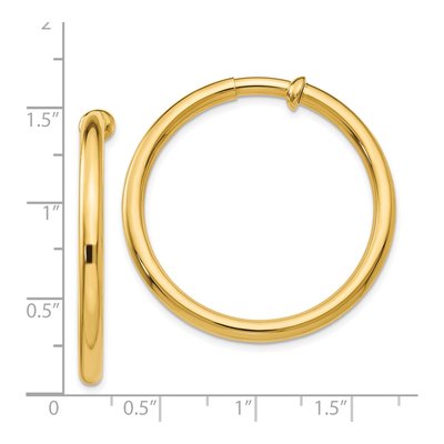 14K Yellow Gold 30mm Non-Pierced Tube Hoop Earrings – view 5