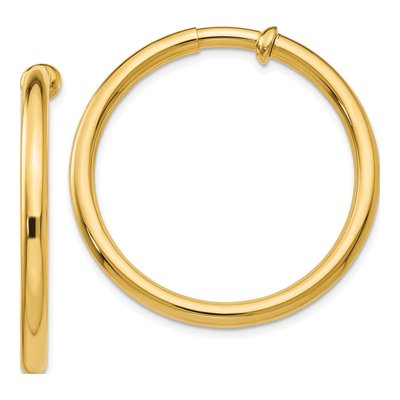 14K Yellow Gold 30mm Non-Pierced Tube Hoop Earrings