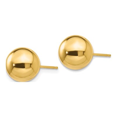 14K Yellow Gold Puffed Ball Stud Earrings – view 3