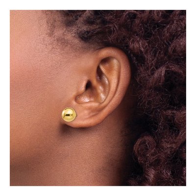 14K Yellow Gold Puffed Ball Stud Earrings – view 4