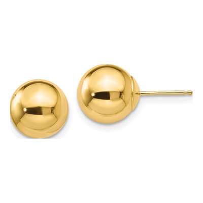 14K Yellow Gold Puffed Ball Stud Earrings