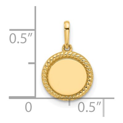14K Yellow Gold Round Disc Charm – view 5
