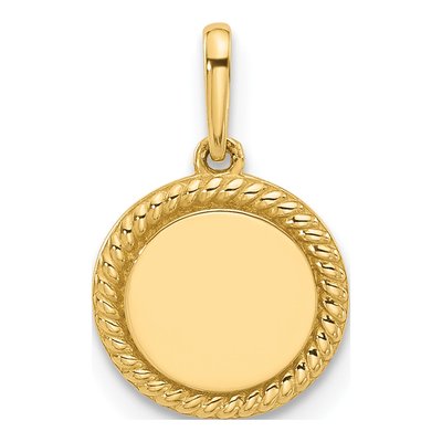 14K Yellow Gold Round Disc Charm