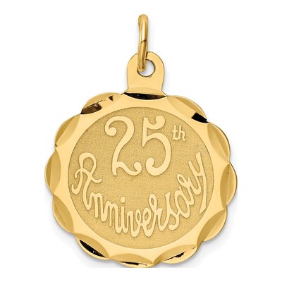 14K Yellow Gold 25th Anniversary Disc Charm