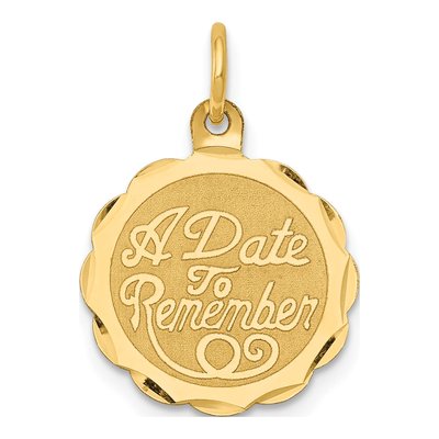 14K Yellow Gold Date Disc Charm