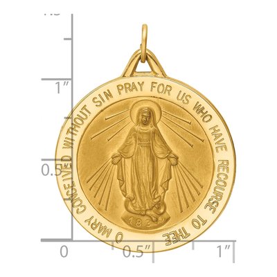 14K Yellow Gold Miraculous Medal Round Pendant – view 4