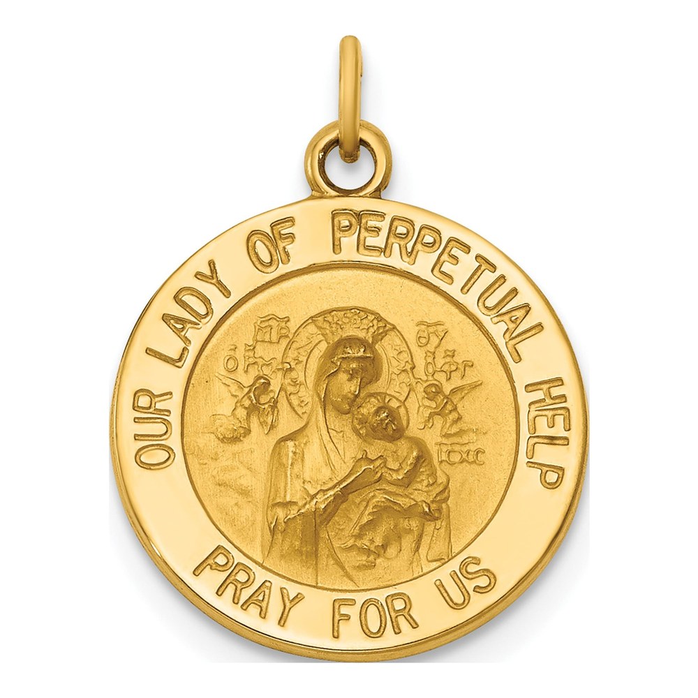 14K Yellow Gold Our Lady Of Perpetual Help Medal Charm