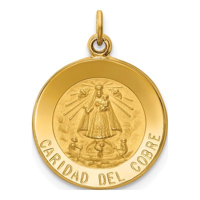 14K Yellow Gold Caridad Del Cobre Medal Pendant