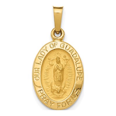 14K Yellow Gold Our of Guadalupe Oval Medal Charm
