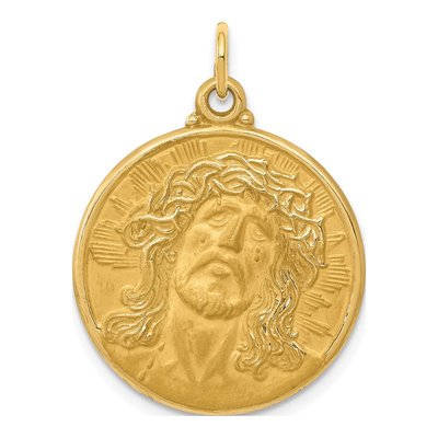 14K Yellow Gold Jesus Medal Pendant