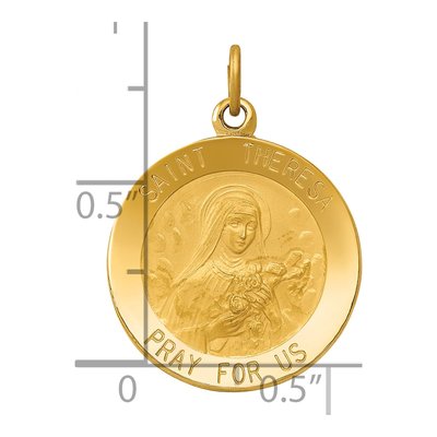 14K Yellow Gold St Theresa Medal Pendant – view 4
