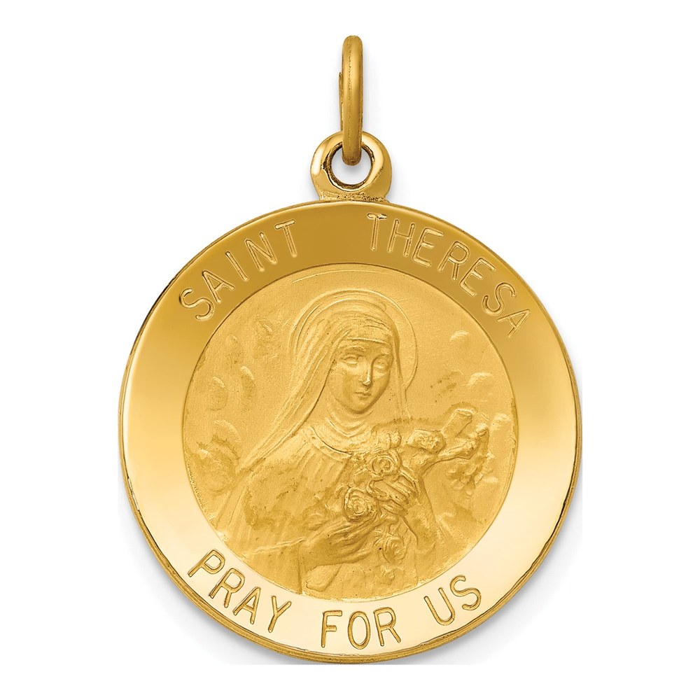 14K Yellow Gold St Theresa Medal Pendant