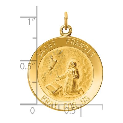 14K Yellow Gold St Francis Medal Round Pendant – view 4