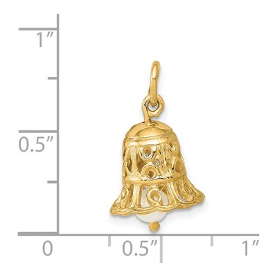14K Yellow Gold Freshwater Cultured Pearl Wedding Bell Pendant – view 5