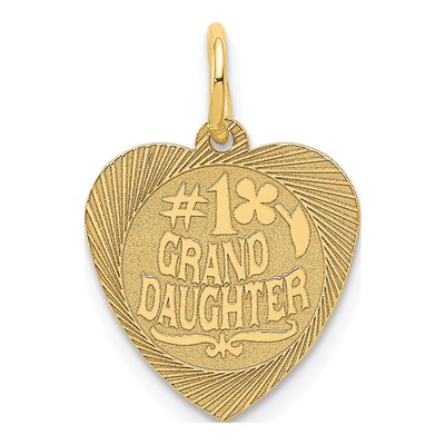 14K Yellow Gold Granddaughter Heart Number 1 Charm