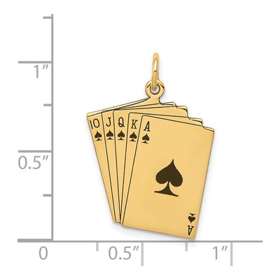 14K Yellow Gold Royal Flush Cards Charm – view 4