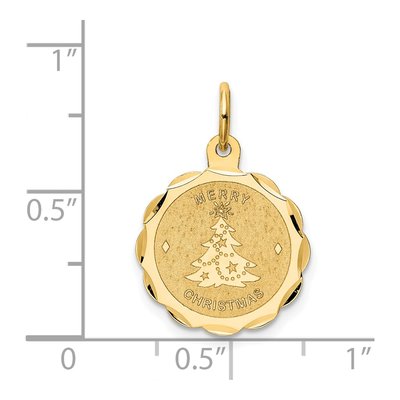 14K Yellow Gold Merry Christmas Tree Disc Charm – view 4
