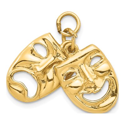 14K Yellow Gold Comedy Tragedy 2-Piece Charm