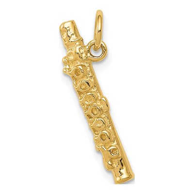 14K Yellow Gold 3-D Flute Pendant