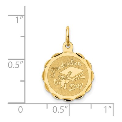 14K Yellow Gold Graduation Cap Disc Charm – view 4