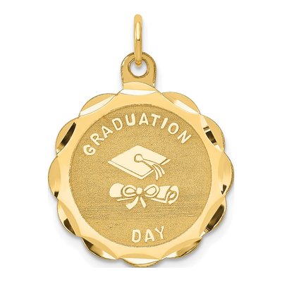 14K Yellow Gold Graduation Cap Disc Charm