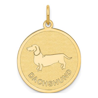 14K Yellow Gold Dachshund Disc Charm