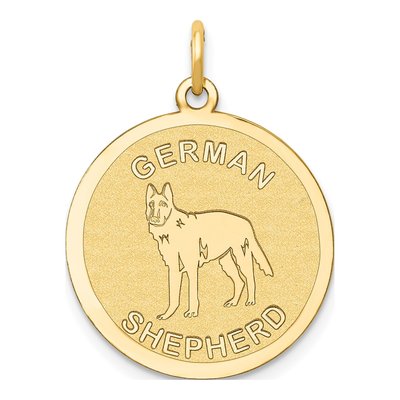 14K Yellow Gold German Shepherd Disc Charm