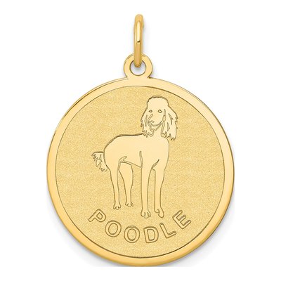 14K Yellow Gold Poodle Disc Charm