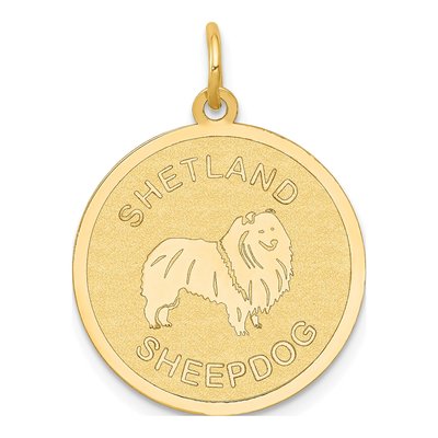 14K Yellow Gold Shetland Sheepdog Disc Charm
