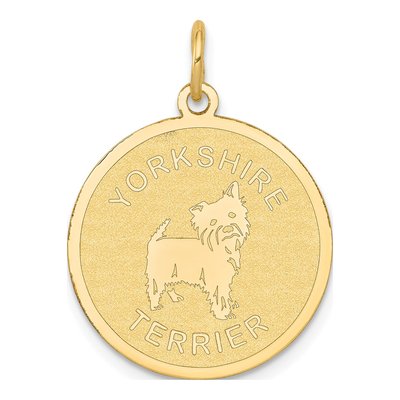 14K Yellow Gold Yorkshire Terrier Disc Charm