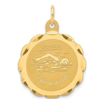 14K Yellow Gold Swimming Disc Charm