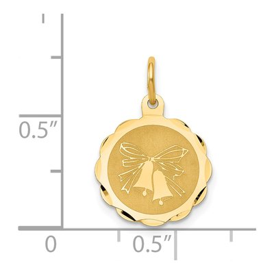 14K Yellow Gold Wedding Bells Disc Charm – view 4