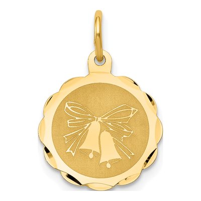 14K Yellow Gold Wedding Bells Disc Charm